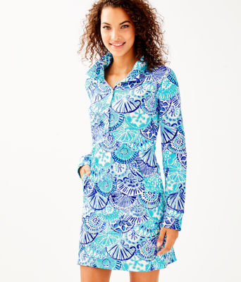 UPF 50+ Captain Dress, Turquoise Oasis Half Shell, large