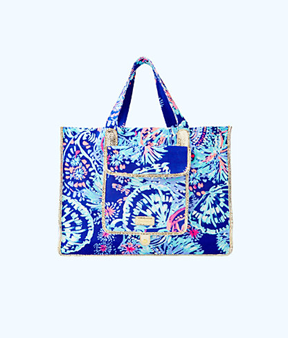 LILLY PULITZER SUNBATHERS FOLDABLE BEACH TOTE BAG,28074