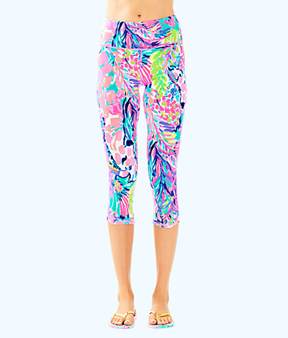 LILLY PULITZER WOMENS UPF 50+ LUXLETIC 21" HIGH RISE WEEKENDER CROPPED PANT,29517