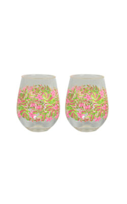 Stemless Acrylic Wine Glass Set 550610 Lilly Pulitzer