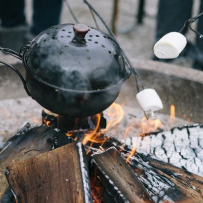 Metal Pot Campfire Popcorn Popper - Black