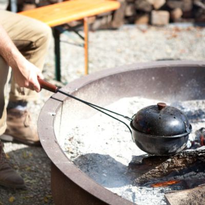 Metal Pot Campfire Popcorn Popper - Black