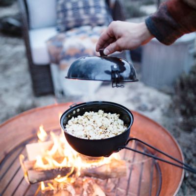 Metal Pot Campfire Popcorn Popper - Black