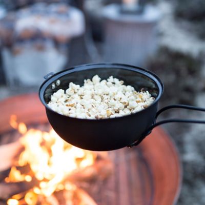 Metal Pot Campfire Popcorn Popper - Black