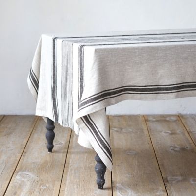 Linen Striped Tablecloth