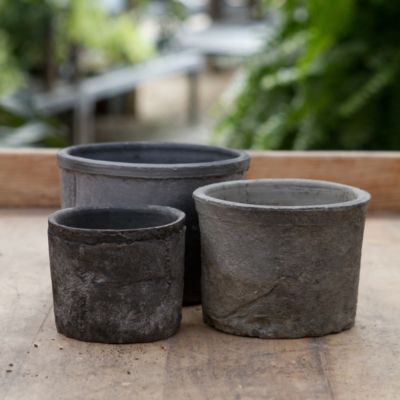 Earth Fired Clay Low Sill Pot, Slate