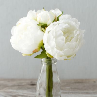 Silk Peony Bouquet, White
