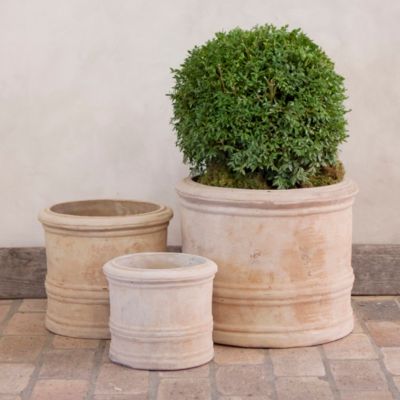Aged Terracotta Banded Cylinder