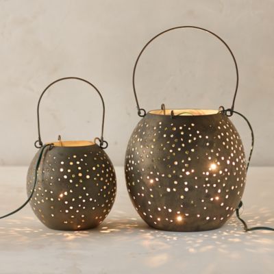 Punched Gunmetal Lantern, Round