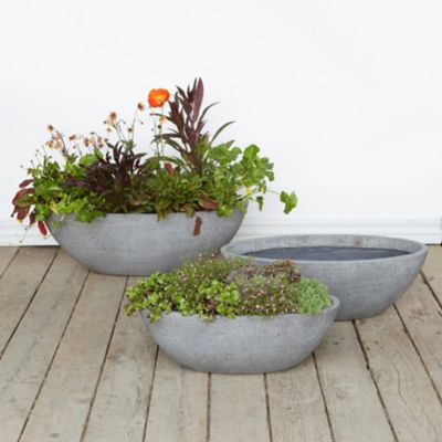 Fiberstone Low Oval Planter, 11-16"