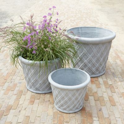 Basketweave Fiberstone Planter, 18-29"