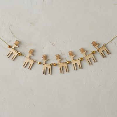 Wooden Reindeer Garland