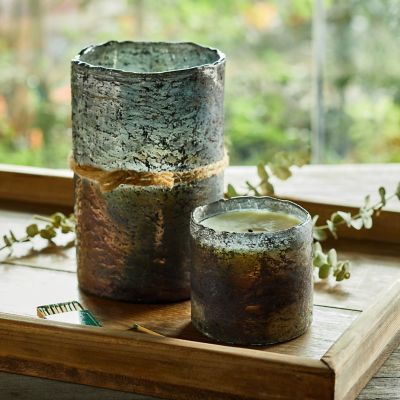 Textured Glass Candle, Tobacco Bark