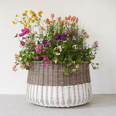 Color Blocked All Weather Wicker Basket