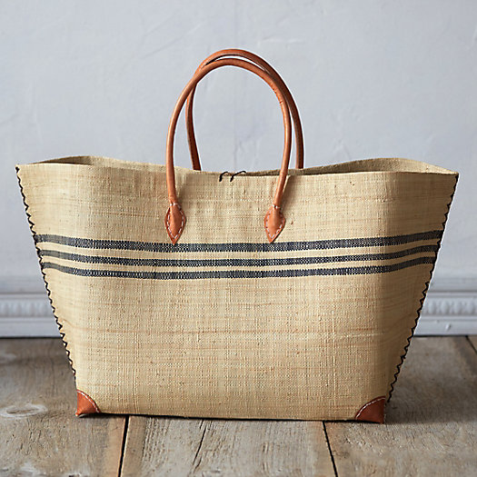 Striped Raffia Beach Tote, Large in Outdoor Living Games + Leisure at ...