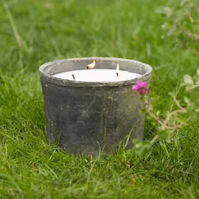 Bamboo Citronella Candle, Large Earth Fired Pot