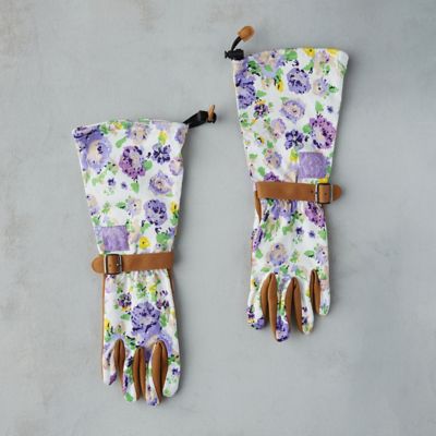 Floral Twill Garden Gloves