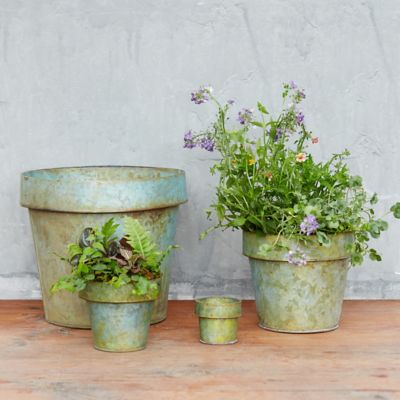 Verdigris Flower Pot