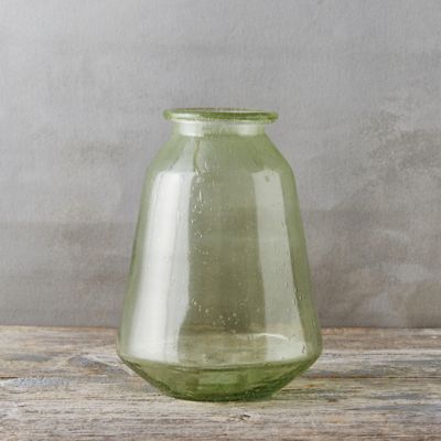 Rolled Neck Bubble Glass Vase, Urn