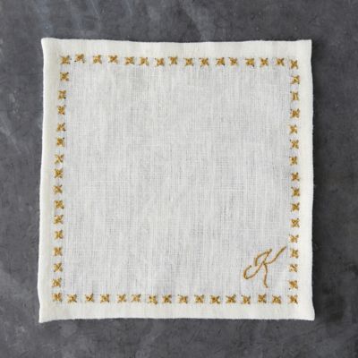 Monogrammed Cocktail Napkin Set, Ivory