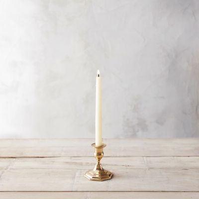 Antiqued Brass Candlestick, Low