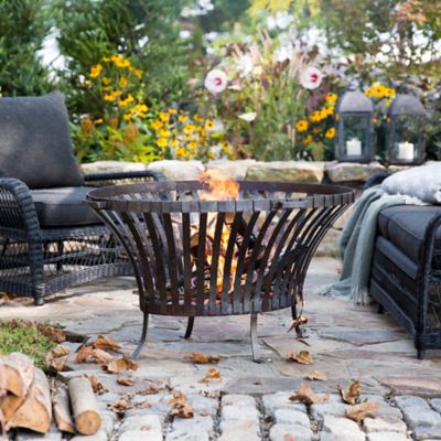 Steel Basket Fire Pit Oval Terrain