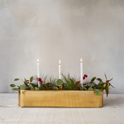 Brass Candle Centerpiece Trough