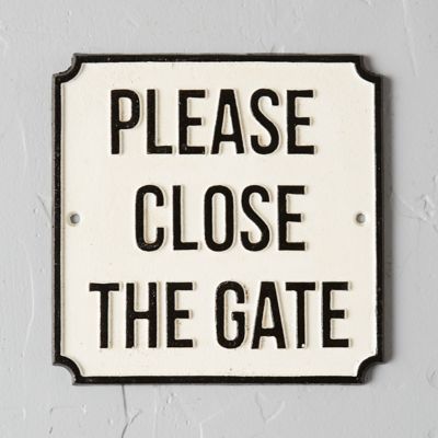 Cast Iron Please Close the Gate Sign