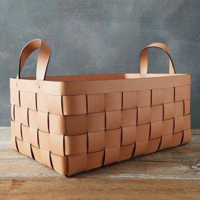 Wide Weave Leather Basket - Terrain