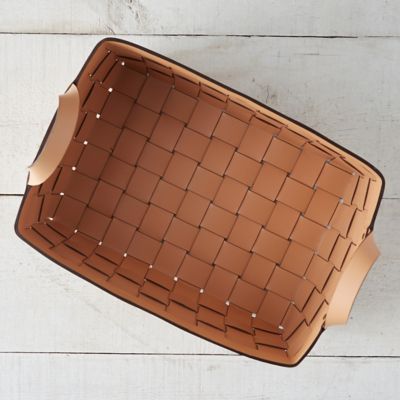 Wide Weave Leather Basket