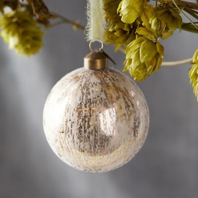 Flocked Metallic Globe Ornament