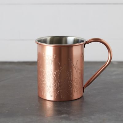Floral Etched Copper Mug