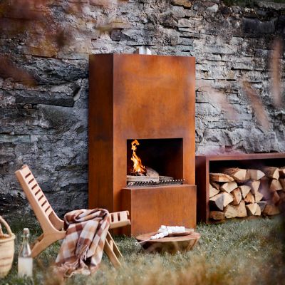 Weathering Steel Planed Outdoor Fireplace