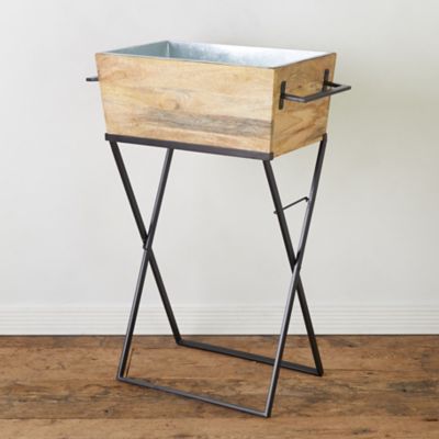 Mango Wood + Steel Beverage Tub