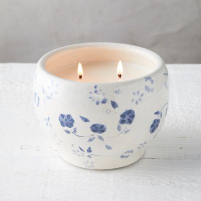 Blue Floral Citronella Candle