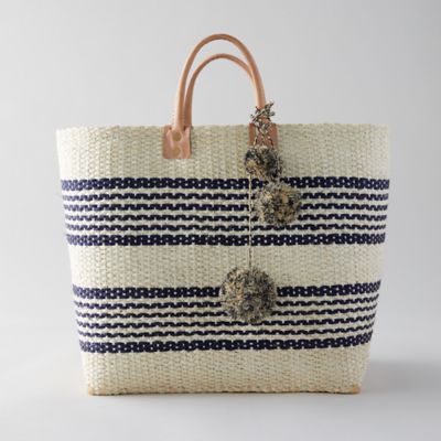 straw tote with leather handles