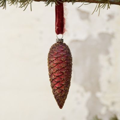 Red Glitter Pinecone Ornament, Small