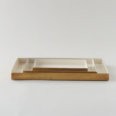 Enamel Decorative Tray, Cream