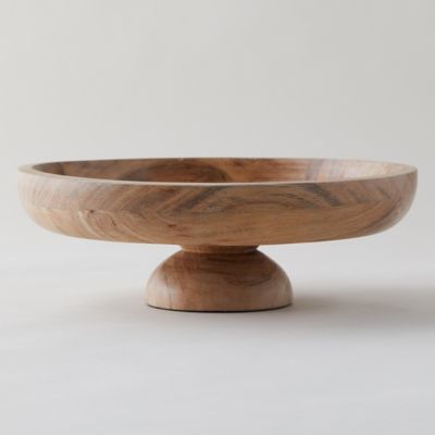 Acacia Wood Footed Serving Bowl - Terrain