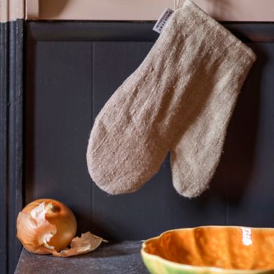 Linen oven mitt (1 pcs) in Forest green