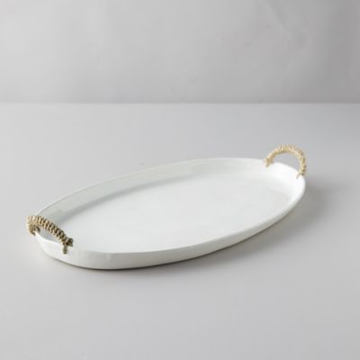 white ceramic tray with handles
