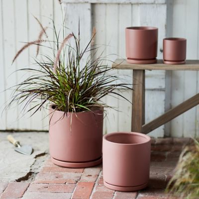Porcelain Cylinder Pot + Saucer Set