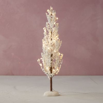 Miniature Faux Pre-Lit Snowy Tree
