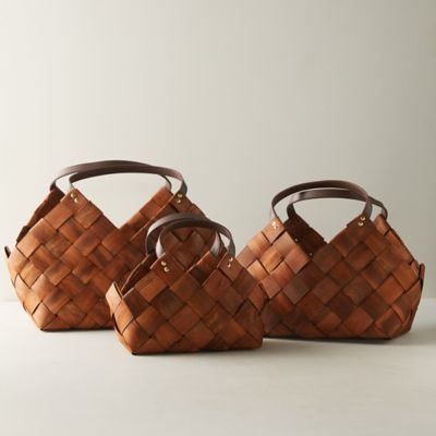 wicker basket leather straps