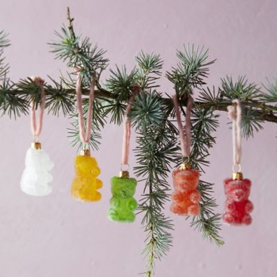 Gummy Bear Glass Ornaments, Set of 5