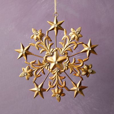 Gold Star Snowflake Ornament