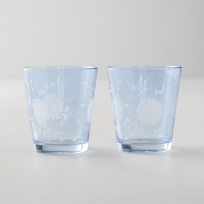 Etched Floral Tumblers, Set of 2