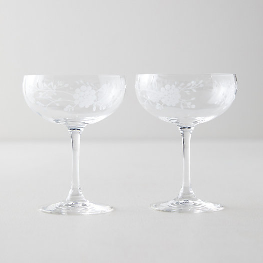 View larger image of Etched Floral Coupes, Set of 2
