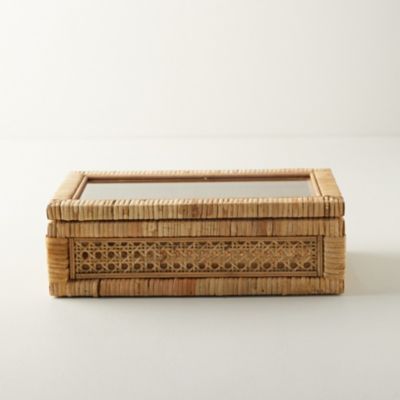 Storage Box With Lid / Woven Rattan Bathroom Amenities Box / Bathroom  Storage Box / Organiser With Lid /L 33cm H 16cm W 15cm 