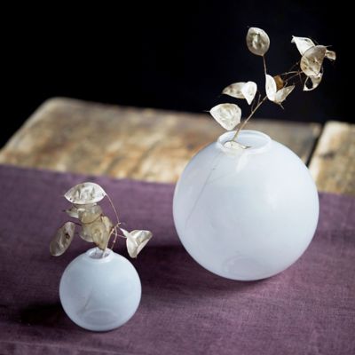 Milky Glass Bauble Bud Vases, Set of 2